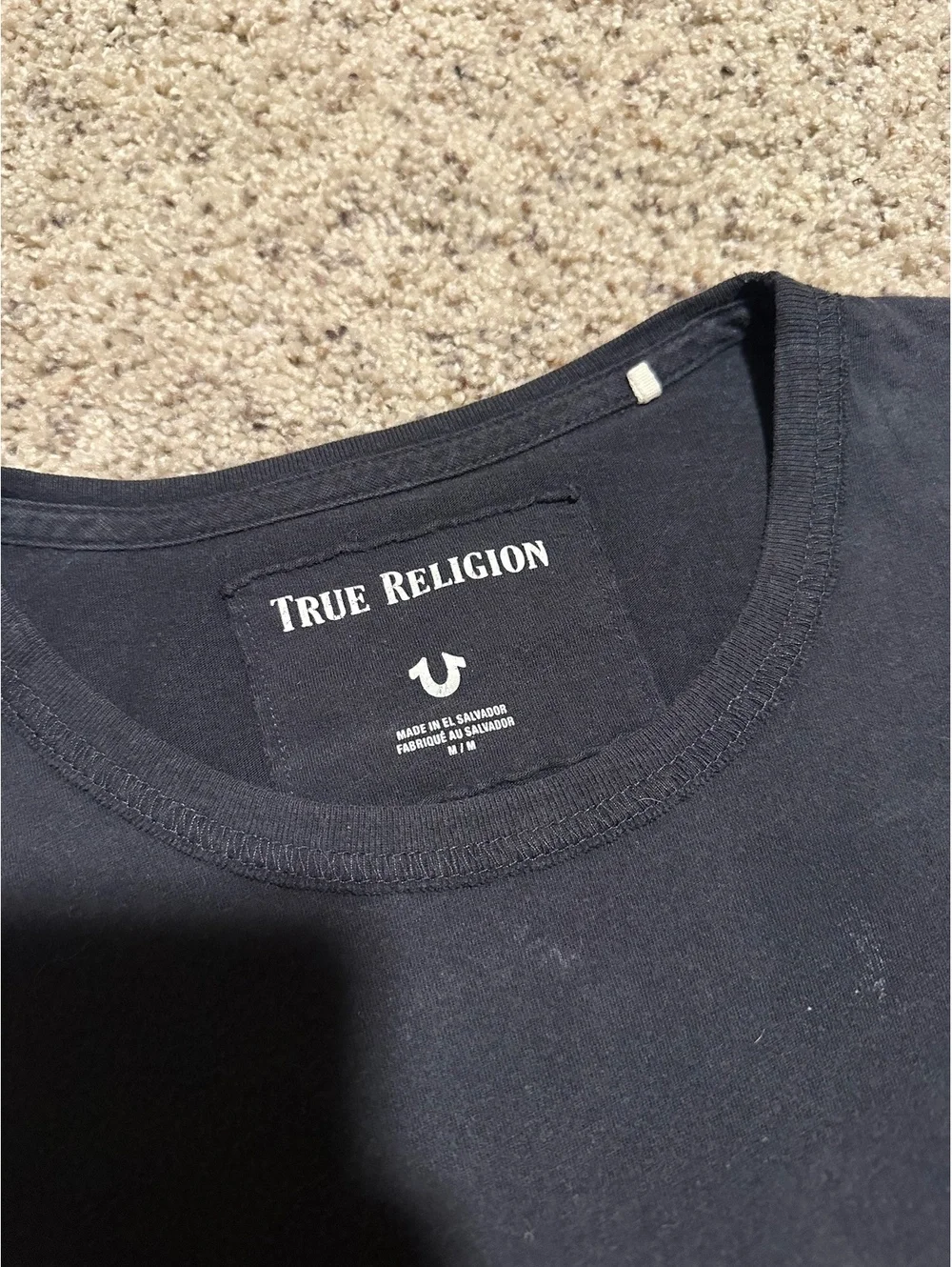 True Religion Black Graphic T-Shirt with Skull and Snake Design
